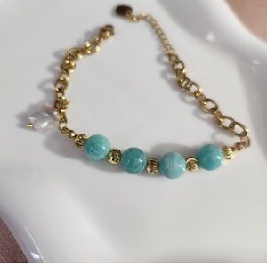 Handmade Amazonite stainless steel bracelet